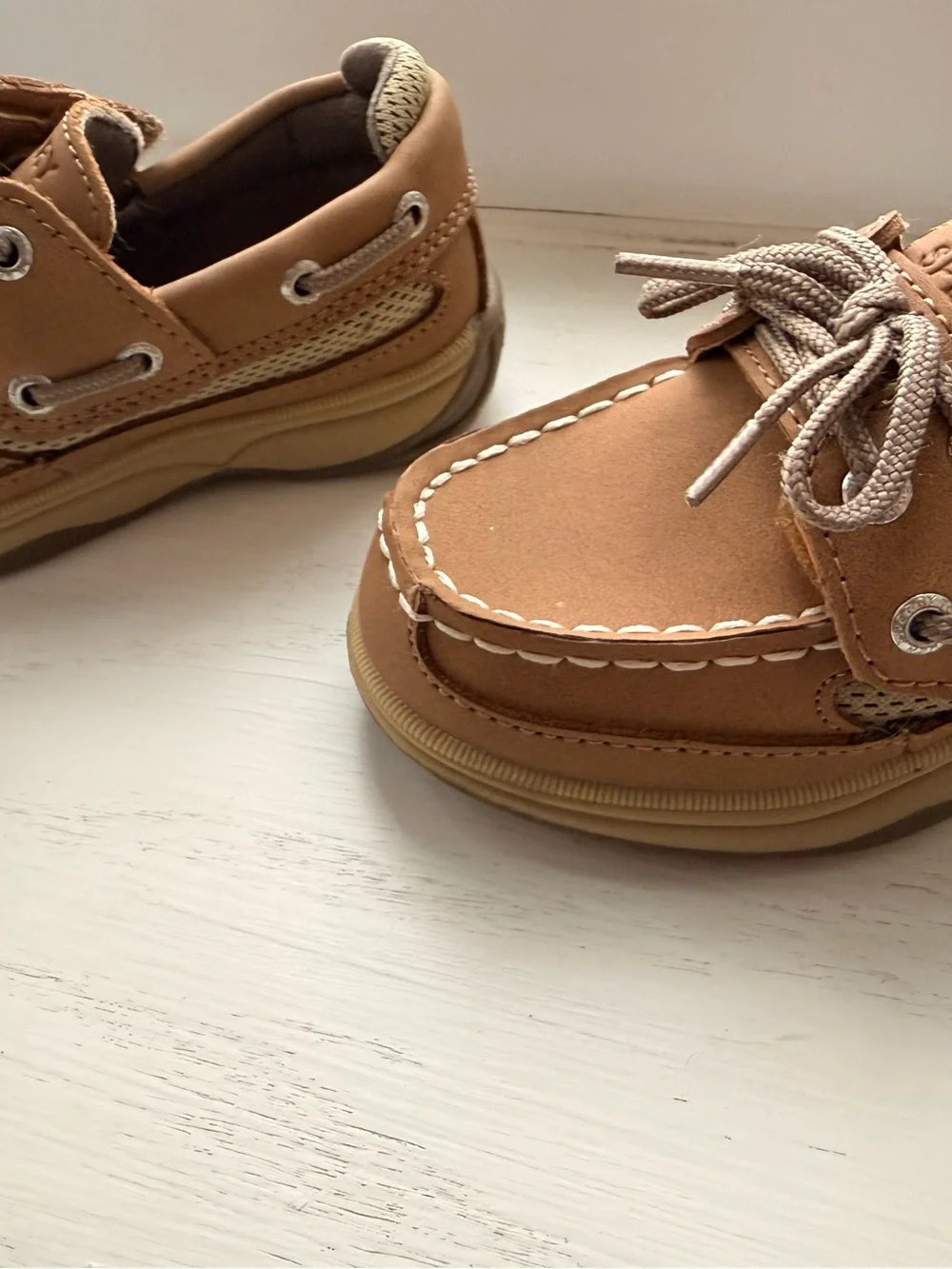 Sperry Tan Toddler Boat Shoes with Velcro